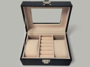 Lovrin Granatowa szkatułka na biżuterię z przezroczysta szybką 4