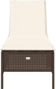 vidaXL vidaXL Leżak z poduszką, brązowy, polirattan 4