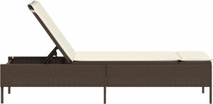 vidaXL vidaXL Leżak z poduszką, brązowy, polirattan 5