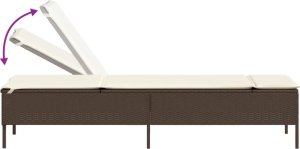 vidaXL vidaXL Leżak z poduszką, brązowy, polirattan 7