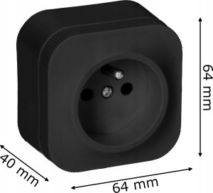 Orno Gniazdo pojedyncze ToDo OR-OE-7205/B natynkowe z bolcem 2P+Z 16A 230V czarne 3