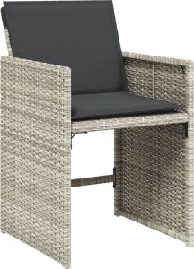 vidaXL 9-cz. zestaw mebli ogrodowych z poduszkami, jasnoszary 5