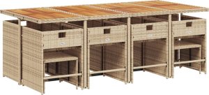 vidaXL vidaXL 13-cz. zestaw mebli ogrodowych z poduszkami, beżowy, polirattan 5