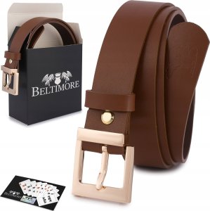 Beltimore Skórzany pasek damski do spodni sukienki brązowy skóra nat 3 cm Beltimore D67 1