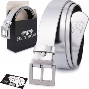 Beltimore Skórzany pasek damski do spodni sukienki srebrny skóra nat 3 cm Beltimore D70 1
