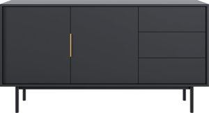 Selsey Komoda dwudrzwiowa Viviaro z trzema szufladami 154 cm Czarna 3