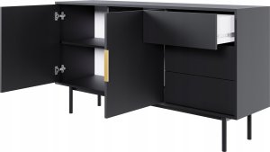 Selsey Komoda dwudrzwiowa Viviaro z trzema szufladami 154 cm Czarna 4