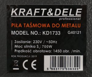 Kraft&Dele PRZECINARKA PIŁA TAŚMOWA DO METALU KD1733 9