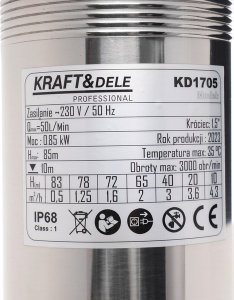 Kraft&Dele Pompa głębinowa śrubowa  100mm / 0,85kW / 50l/min  KD1705 1