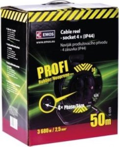 Emos Przedłużacz bębnowy 50 m 4 gniazda 230V 3x2,5 mm2 czarny P084503 5