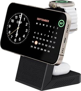 Ładowarka INVZI Bezprzewodowa ładowarka, INVZI, MGF7B, 3w1, 15W (czarna) 3