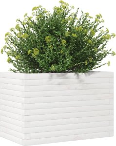 vidaXL vidaXL Donica ogrodowa, biała, 70x40x45,5 cm, lite drewno sosnowe 4