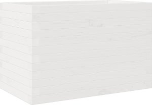 vidaXL vidaXL Donica ogrodowa, biała, 70x40x45,5 cm, lite drewno sosnowe 7