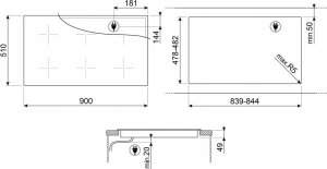 Płyta grzewcza Smeg Smeg SI2951D Universale 90 cm 3
