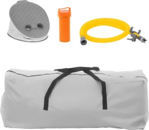 MSW Ponton turystyczny dmuchany 6 osobowy z wiosłami pompką do 570 kg czarno - biały Ponton turystyczny dmuchany 6 osobowy z wiosłami pompką do 570 kg czarno - biały 6