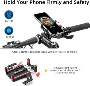 RockBros Uchwyt rowerowy na kierownicę do telefonu ze stopu aluminium - czarny Uchwyt rowerowy na kierownicę do telefonu ze stopu aluminium - czarny 2
