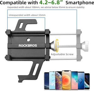 RockBros Uchwyt rowerowy na kierownicę do telefonu ze stopu aluminium - czarny Uchwyt rowerowy na kierownicę do telefonu ze stopu aluminium - czarny 3