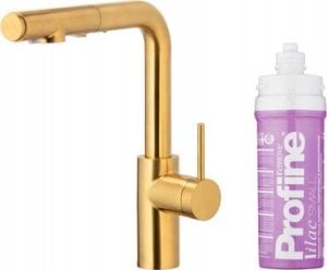 Bateria kuchenna KFA DUERO PURE BASIC PULL-OUT BATERIA KUCHENNA Z FUNKCJĄ FILTRACJI WODY I WYCIĄGANĄ WYLEWKĄ + ZESTAW FILTRUJĄCY PROFINE LILAC S, BRUSHED GOLD 1