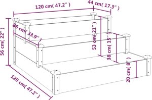 vidaXL szara 120x120x56 cm drewno jodłowe 7