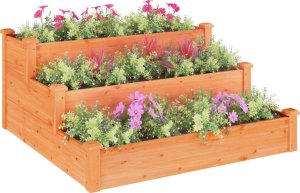 vidaXL Podwyższona brązowa 120x120x56 cm drewno jodłowe 3