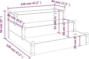 vidaXL Podwyższona brązowa 120x120x56 cm drewno jodłowe 7