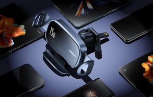 Baseus Uchwyt samochodowy do kratki z ładowarką indukcyjną Baseus LightChaser BS-CM029 15W czarny 12