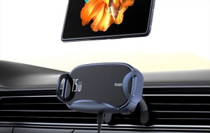 Baseus Uchwyt samochodowy do kratki z ładowarką indukcyjną Baseus LightChaser BS-CM029 15W czarny 13