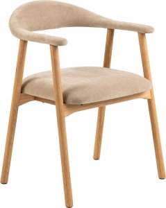 Selsey Krzesło tapicerowane Settlica szenil na dębowej podstawie ciepły beż 1