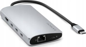 HUB USB Satechi Adapter Satechi USB-C Multiport 8K USB-C / USB-C, HDMI, 3xUSB-A 3.2 Gen 2 10Gbps, USB-A 3.2 Gen 1 5Gbps, SD/TF silver 2