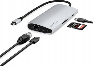 HUB USB Satechi Adapter Satechi USB-C Multiport 8K USB-C / USB-C, HDMI, 3xUSB-A 3.2 Gen 2 10Gbps, USB-A 3.2 Gen 1 5Gbps, SD/TF silver 5