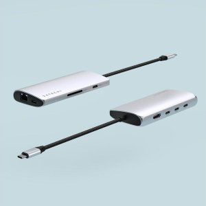HUB USB Satechi Adapter Satechi USB-C Multiport 8K USB-C / USB-C, HDMI, 3xUSB-A 3.2 Gen 2 10Gbps, USB-A 3.2 Gen 1 5Gbps, SD/TF silver 9