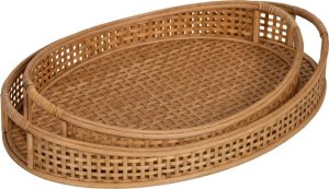 Bigbuy Home Taca Naturalny Bambus 56 x 37 x 9,5 cm (2 Sztuk) 1