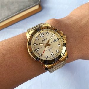 Zegarek Casio Zegarek Męski Casio DIVER Złoty ( 45 mm) 8