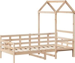 vidaXL Łóżko dzienne z daszkiem, 80x200 cm, lite drewno sosnowe 2