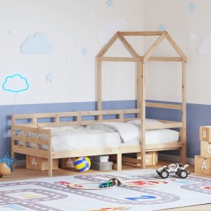 vidaXL Łóżko dzienne z daszkiem, 80x200 cm, lite drewno sosnowe 3