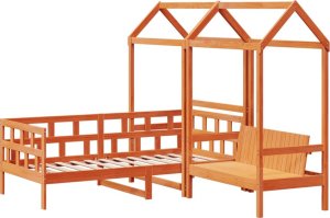 vidaXL Łóżko dzienne z dachem, zestaw, woskowy brąz, 80x200cm, sosnowy 2