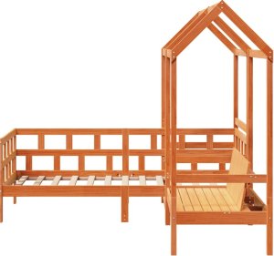vidaXL Łóżko dzienne z dachem, zestaw, woskowy brąz, 80x200cm, sosnowy 8