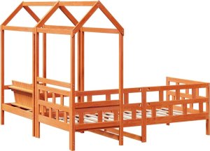 vidaXL Łóżko dzienne z dachem, zestaw, woskowy brąz, 80x200cm, sosnowy 9