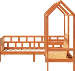 vidaXL Łóżko dzienne z dachem, zestaw, woskowy brąz, 90x200cm, sosnowy 8