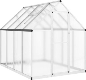 vidaXL Szklarnia z ramą podstawy, srebrna, 224x169x195 cm, aluminium 2