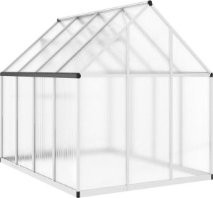 vidaXL Szklarnia z ramą podstawy, srebrna, 224x169x195 cm, aluminium 5