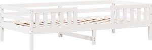 vidaXL Rama łóżka, biała, 75x190 cm, lite drewno sosnowe 2