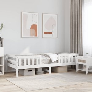vidaXL Rama łóżka, biała, 75x190 cm, lite drewno sosnowe 3