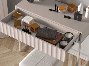 Selsey Toaletka Derriva z szufladą i ryflowanymi frontami 91 cm jasny beż 8