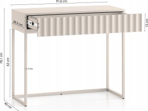 Selsey Toaletka Derriva z szufladą i ryflowanymi frontami 91 cm jasny beż 9