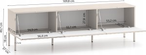 Selsey Szafka RTV Derriva z ryflowanymi frontami 170 cm jasny beż 9