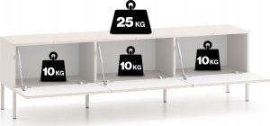 Selsey Szafka RTV Derriva z ryflowanymi frontami 170 cm jasny beż 10