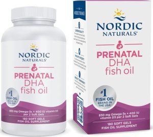 Nordic naturals Nordic Naturals - Prenatal DHA, 830mg Omega-3 + 400 IU D3, Bezsmakowe, 180 kapsułek miękkich 1