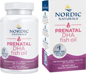 Nordic naturals Nordic Naturals - Prenatal DHA, 830mg Omega-3 + 400 IU D3, Bezsmakowe, 90 kapsułek miękkich 1