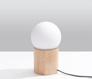 Lampa stołowa Sollux Lighting Drewniana lampa stołowa ze szklanym kloszem w kształcie kuli 6